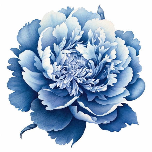 A close up of a blue flower with a white background generative ai