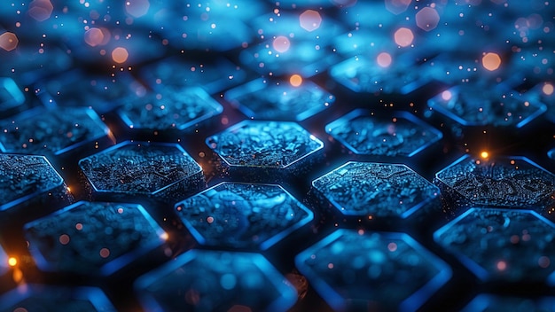 Photo a close up of a blue led light with a blue background