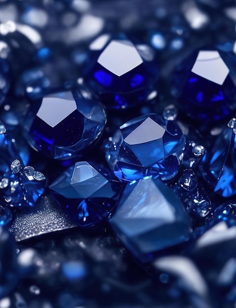 Close up of a blue sapphire diamond