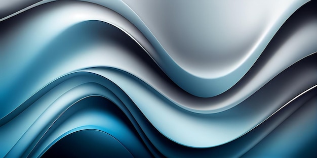 Close up of blue and silver abstract background with wavy pattern generative ai