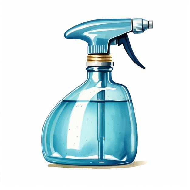 a close up of a blue spray bottle with a yellow cap generative ai