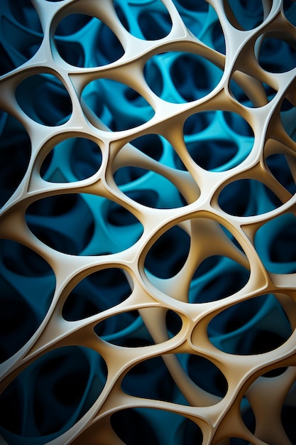 Close up of blue and white object with holes in it Generative AI