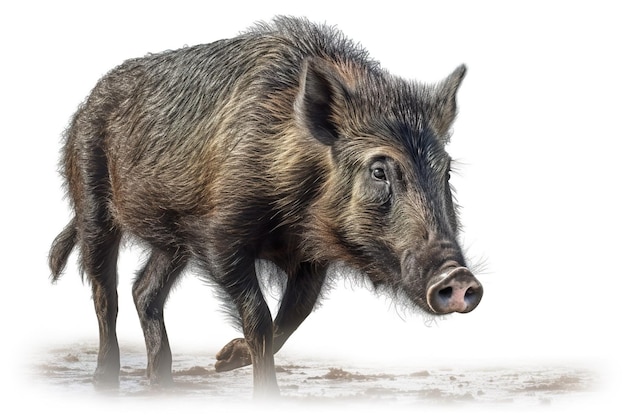 A close up of a boar on a white background generative ai image