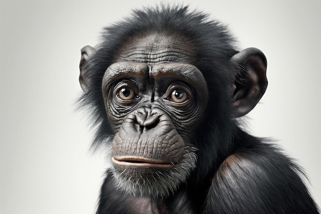 Close up of Bonobo with white background very high quality Generative AI AIG16