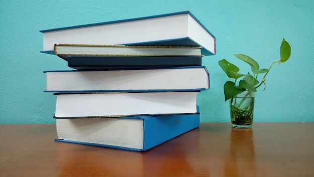 Close-up of books on table