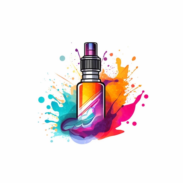 a close up of a bottle of liquid with a splash of paint generative ai