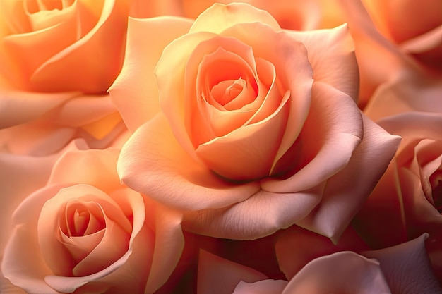 A close up of a bouquet of orange roses