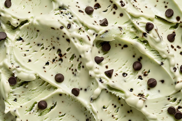 Photo a close up of a bowl of ice cream with chocolate chips in it