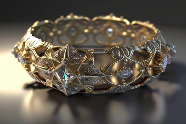 A close up of a bracelet with diamonds and diamonds