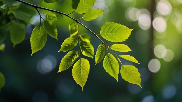 Photo a close up of a branch with green leaves