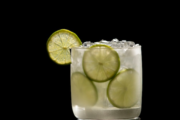 Close up on Brazilian Caipirinha cocktail