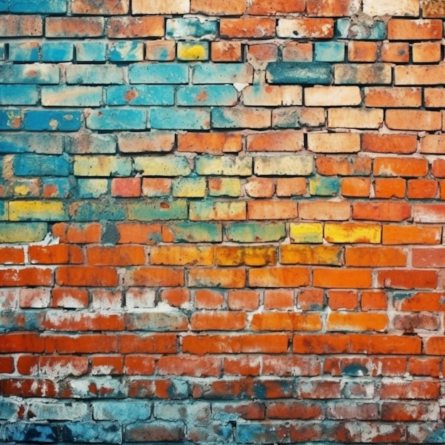 A close up of a brick wall with a fire hydrant in front of it generative ai