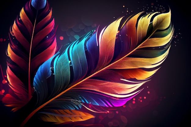 Close up of bright colorful feathers background illustration