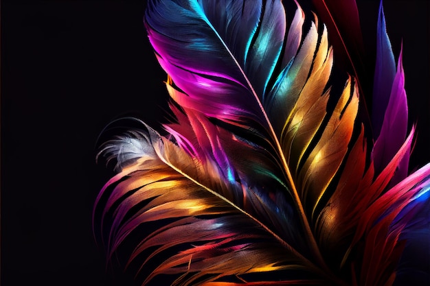 Close up of bright colorful feathers background illustration