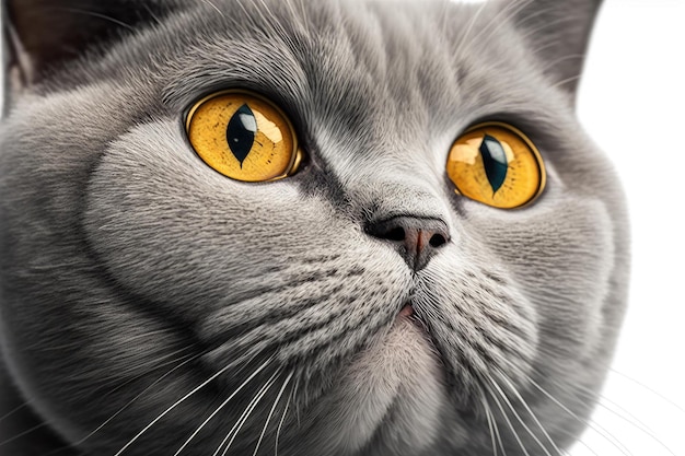 Close up of British Shorthair cat with white background very high quality Generative AI AIG16