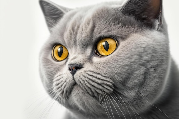 Close up of British Shorthair cat with white background very high quality Generative AI AIG16