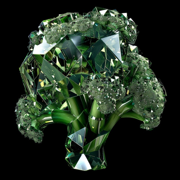 a close up of a broccoli with a bunch of diamonds on it generative ai