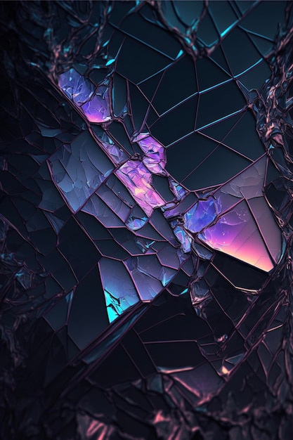 Close up of a broken glass window generative ai