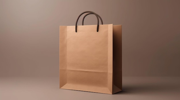 Close up of a brown clean empty clean paper takeout bag isolated on white backgroundGenerative AI