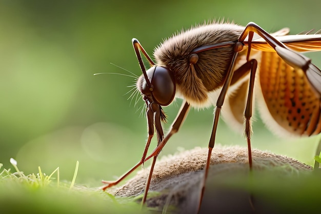 A close up of a brown insect with a large orange wings and a large orange belly.