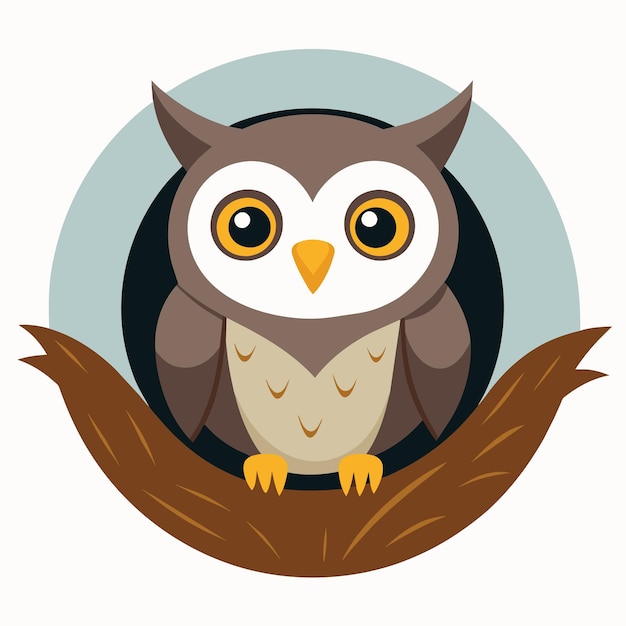 Photo a close up of a brown owl with yellow eyes on a white background vector illustration