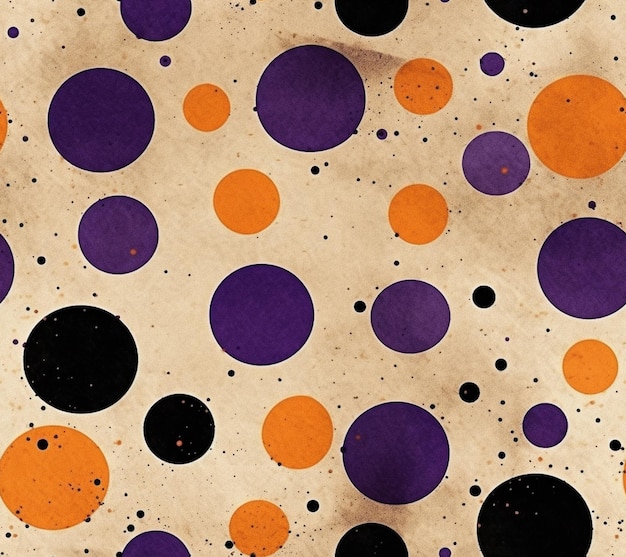 a close up of a brown paper with orange and black circles generative ai