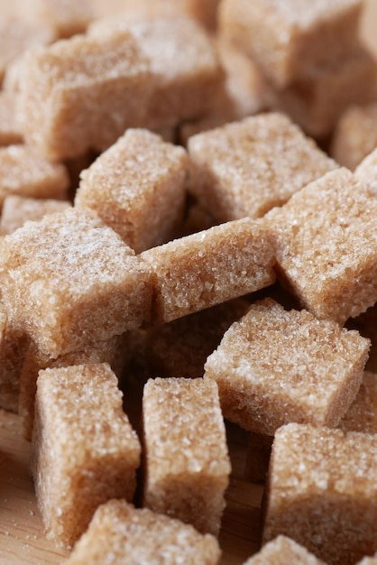 Close up of brown sugar cube on table