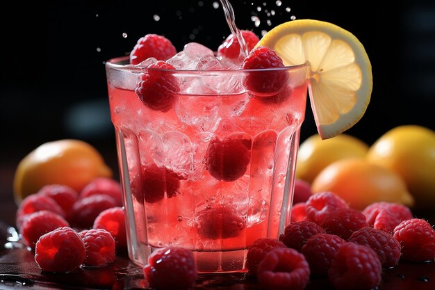 Close up of bubbles fizzing in a glass of cold soda