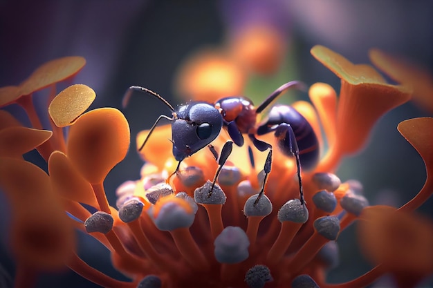 A close up of a bug on a flower