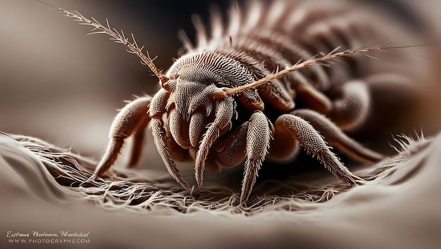 A close up of a bug with a long antennae