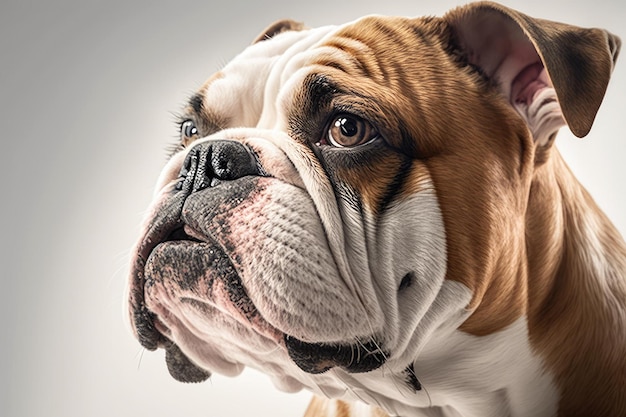 Close up of Bulldog dog with white background very high quality Generative AI AIG16