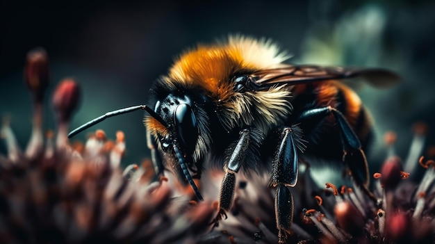 Close up of a bumblebeegenerative ai