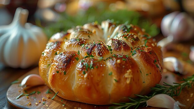 a close up of a bun with a green top