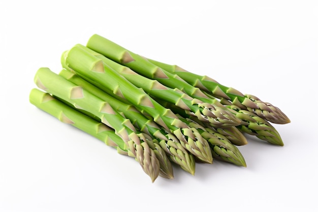 a close up of a bunch of asparagus spears on a white surface generative ai