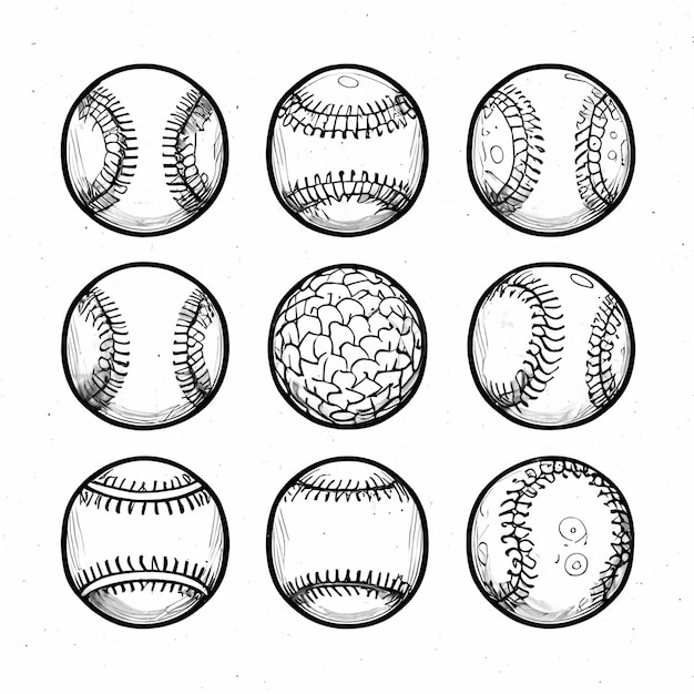 Photo a close up of a bunch of baseballs with different stitches generative ai