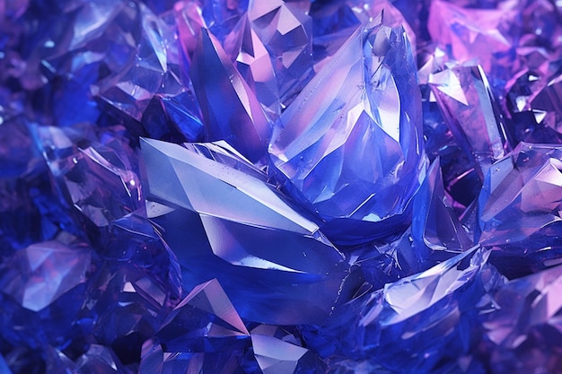 A close up of a bunch of blue crystals on a table generative ai