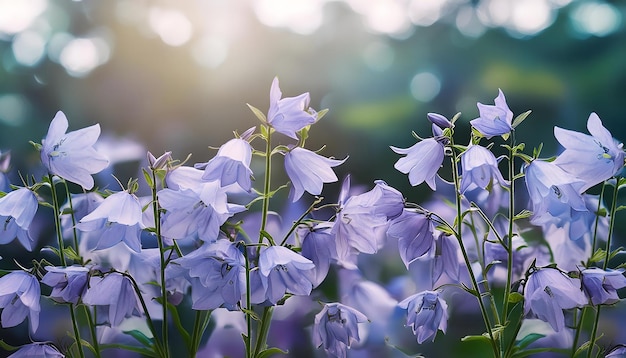 a close up of a bunch of bluebell purple flowers