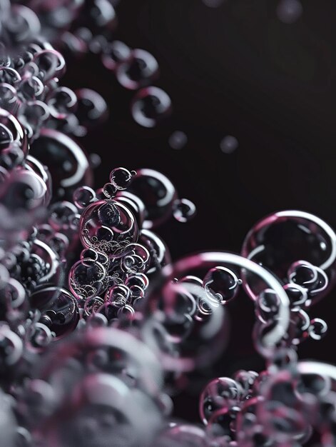 Photo a close up of a bunch of bubbles floating in the air generative ai