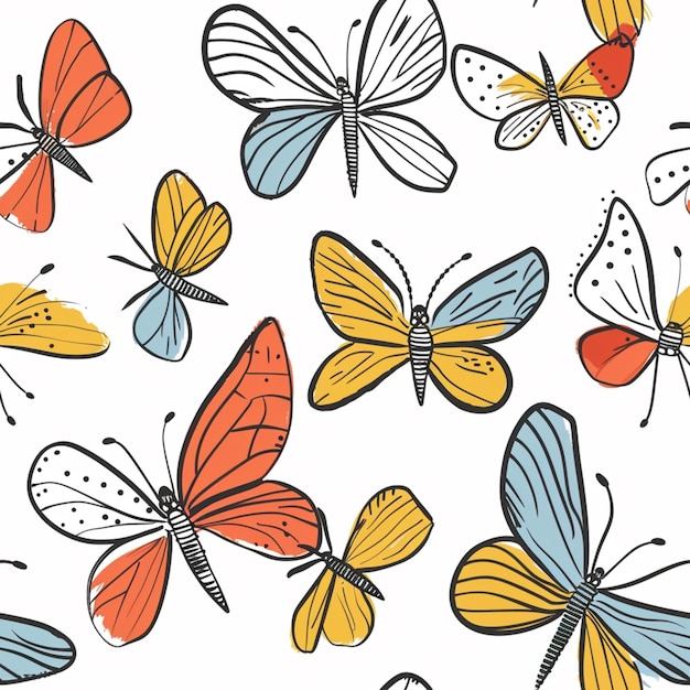 Photo a close up of a bunch of butterflies on a white background generative ai