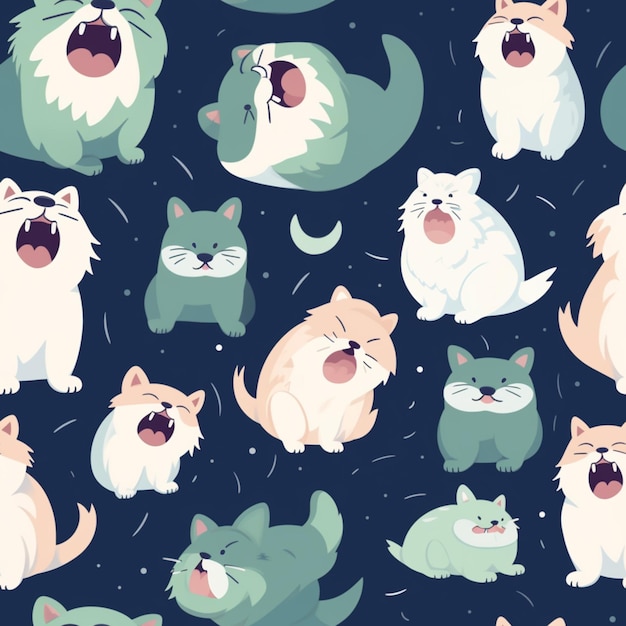 a close up of a bunch of cats with different expressions generative ai