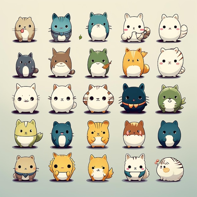 a close up of a bunch of cats with different faces generative ai