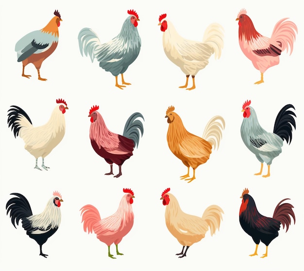 a close up of a bunch of chickens standing on a white surface generative ai