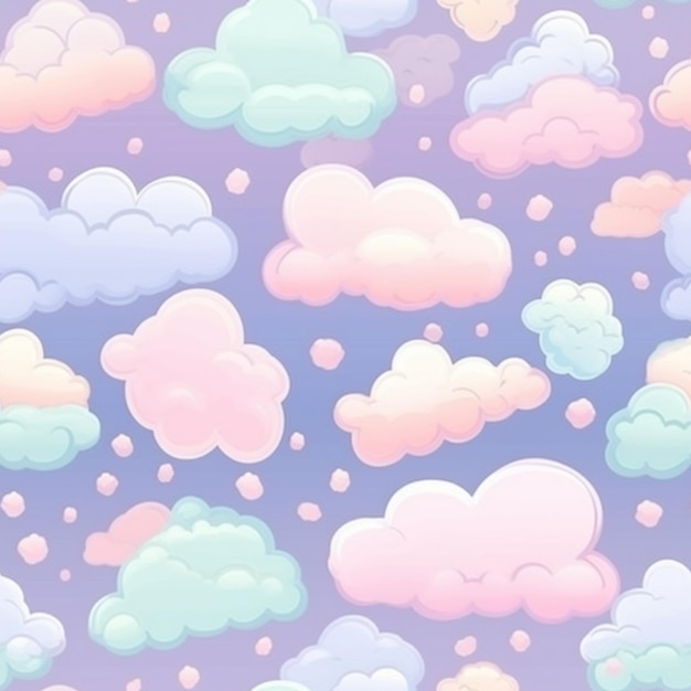 A close up of a bunch of clouds on a purple background generative ai