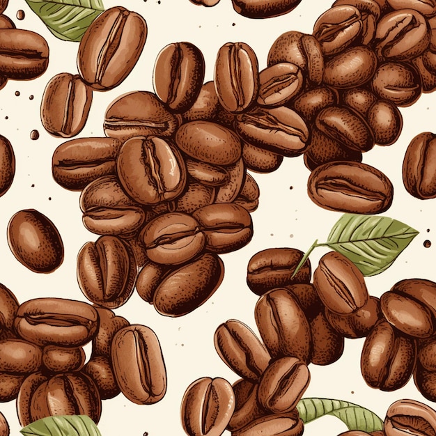 A close up of a bunch of coffee beans with leaves generative ai