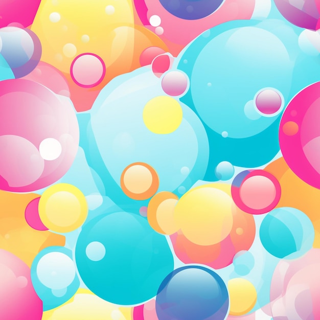 A close up of a bunch of colorful bubbles floating in the air generative ai