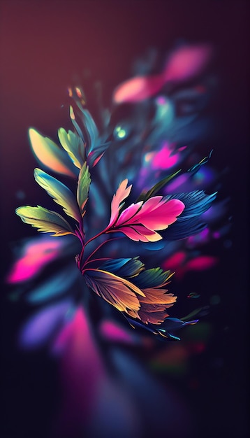 Close up of a bunch of colorful leaves generative ai