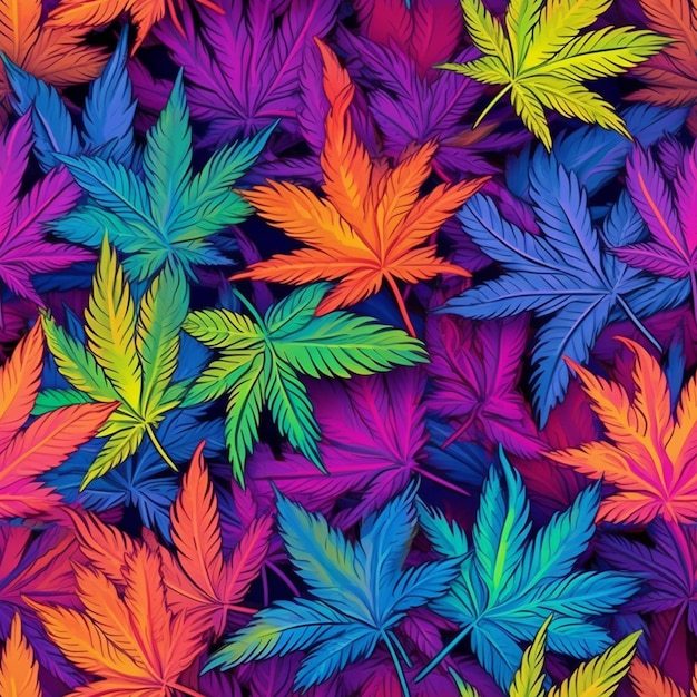 A close up of a bunch of colorful leaves on a surface generative ai