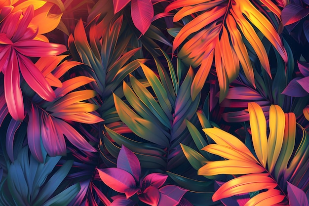 A close up of a bunch of colorful leaves