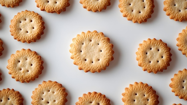 Photo a close up of a bunch of crackers with one of the cookies being cut out