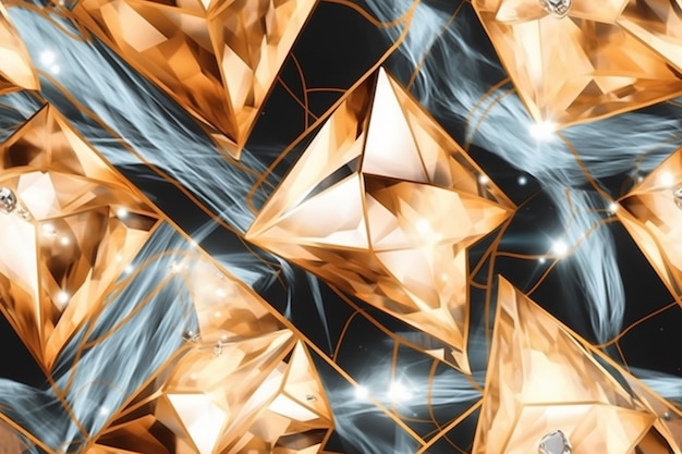 A close up of a bunch of diamonds on a black surface generative ai